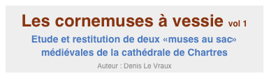 Les cornemuses à vessie vol 1
Etude et restitution de deux «muses au sac» médiévales de la cathédrale de Chartres
Auteur : Denis Le Vraux
